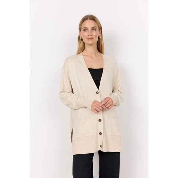 NWT SOYA CONCEPT DOLLIE 739 Cream Mid Length Button Down Cardigan - Picture 1 of 5